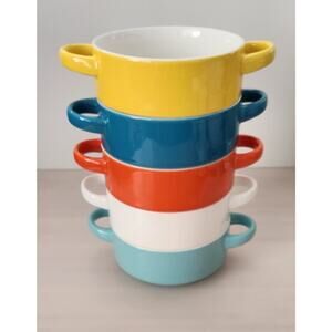 Set of 5 Sweese Porcelain Stackable Minimalist Multipurpose Bowls with Handles